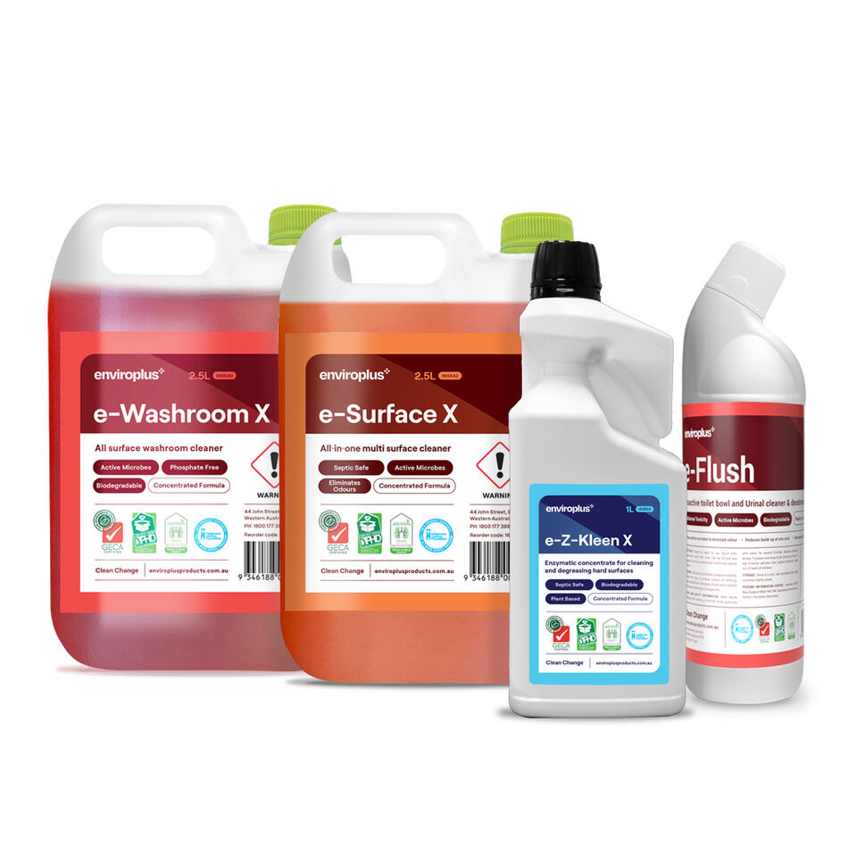 e-Z-Kleen X, e-Surface X, e-Washroom X & e-Flush