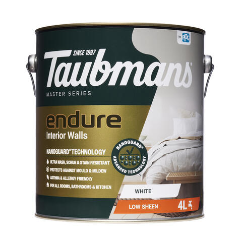 Taubmans Endure Interior Matt, Low sheen, Semi Gloss White, Accent and Neutral Paints
